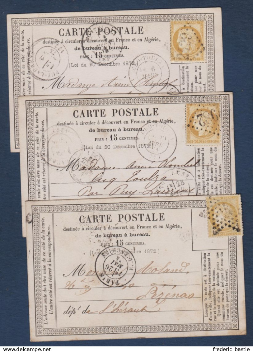 Cérès - 3  Cartes  Avec 15c - 1871-1875 Cérès