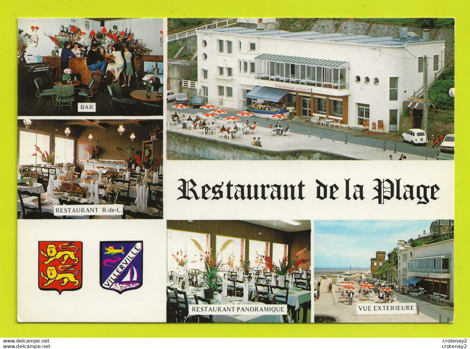 14 VILLERVILLE 5 Vues N°940 Bar Avec Orgue Brasserie Restaurant La Plage Ancien Casino Renault 4L Peugeot 504 VOIR DOS - Villerville