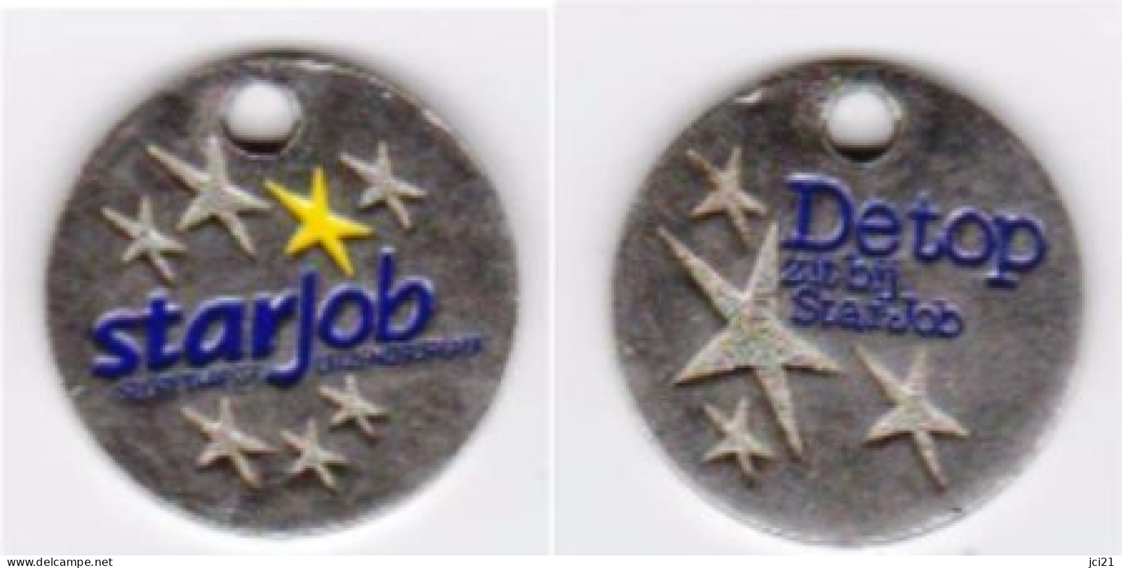 Jeton De Caddie  " STARJOB - DETOP " Au Diamètre De La Pièce De 2 Euros Etoiles (scann Recto-verso) []_je077 - Jetons De Caddies