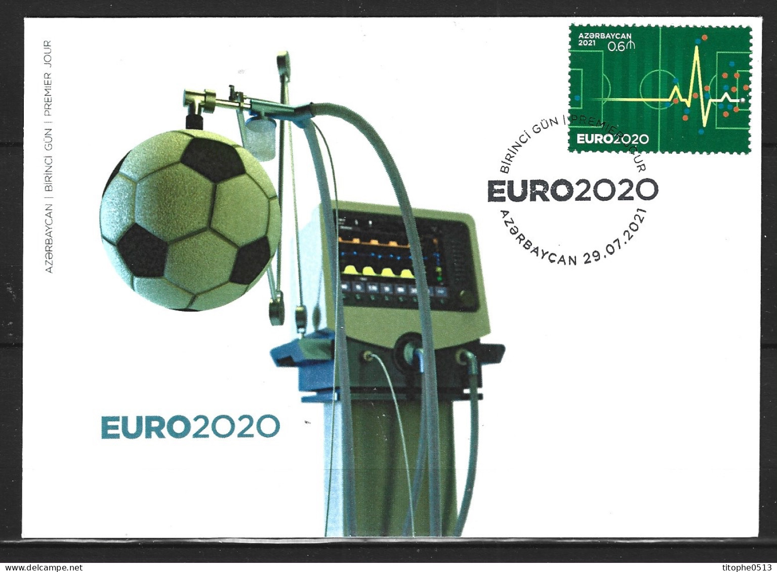 AZERBAIDJAN. Timbre De 2021 Sur Enveloppe 1er Jour. Euro 2020. - Championnat D'Europe (UEFA)