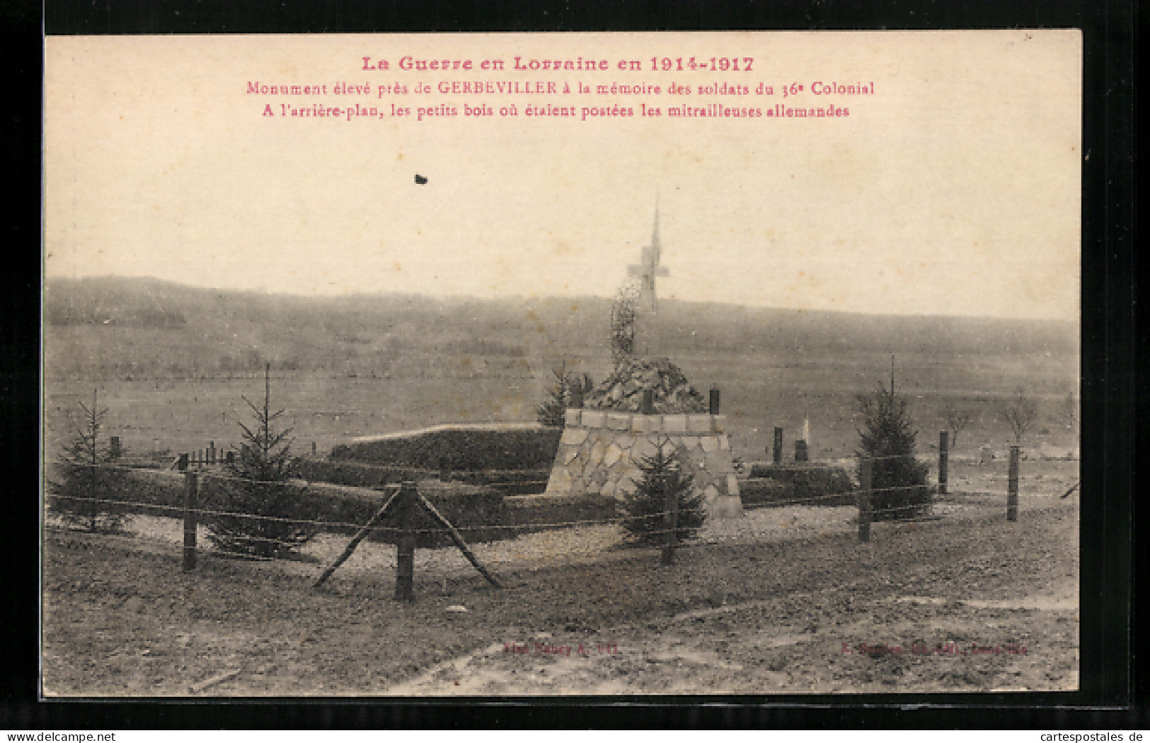 CPA Gerbeviller, La Guerre En Lorraine En 1914-17, Monument à La Mémoire Des Soldats Du 36e Colonial  - Gerbeviller