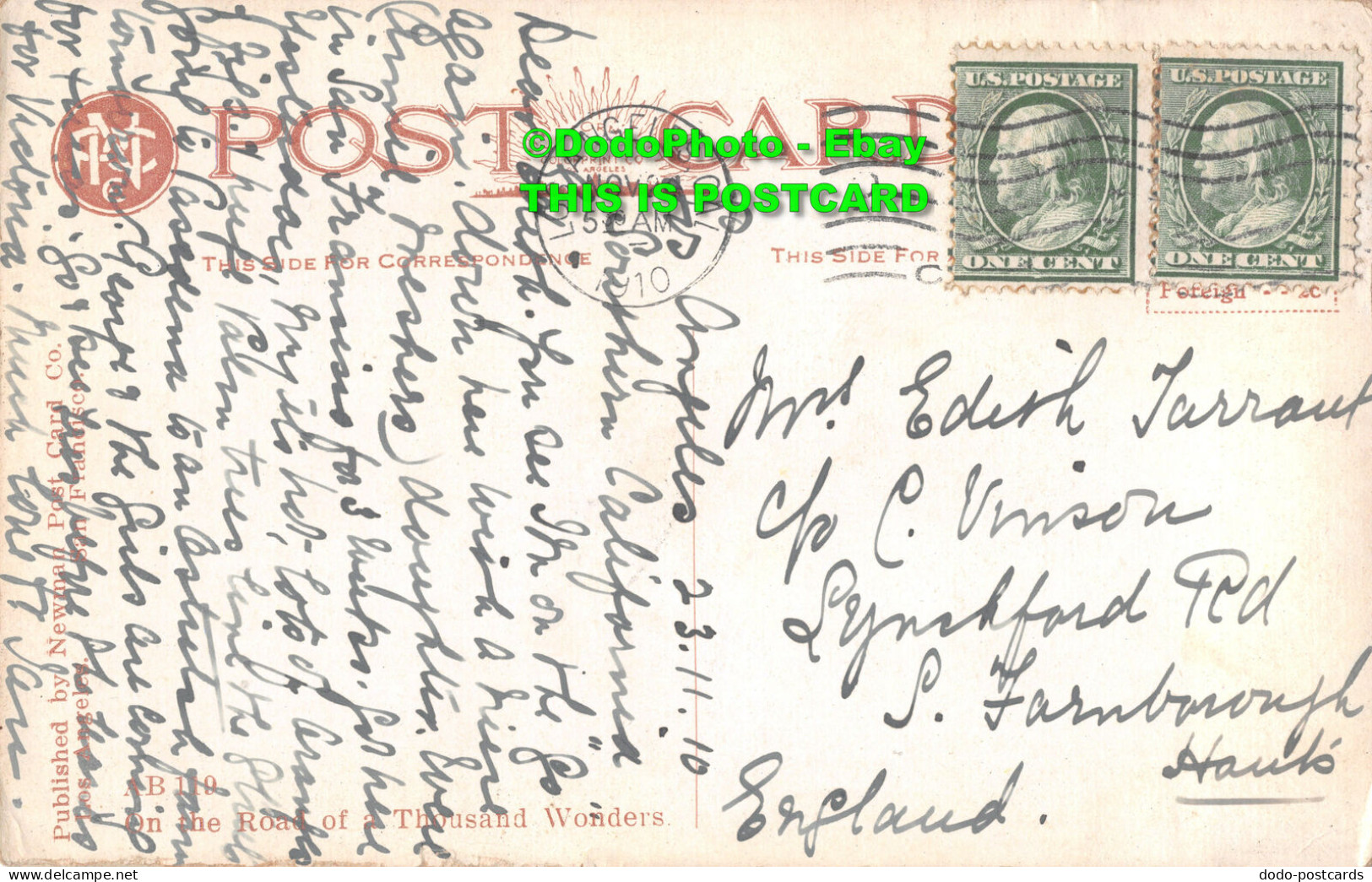 R454026 A Palm Drive. On The Road Of A Thousand Wonders. Newman Post Card. 1910 - Monde