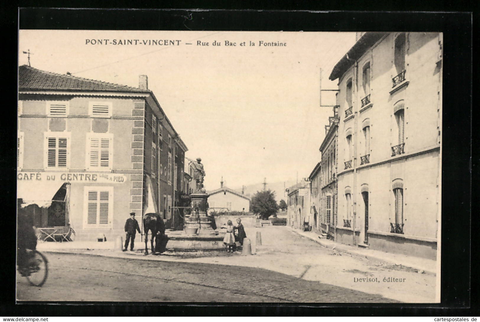 CPA Pont-Saint-Vincent, Rue Du Bac Et La Fontaine, Vues De Rues  - Autres & Non Classés
