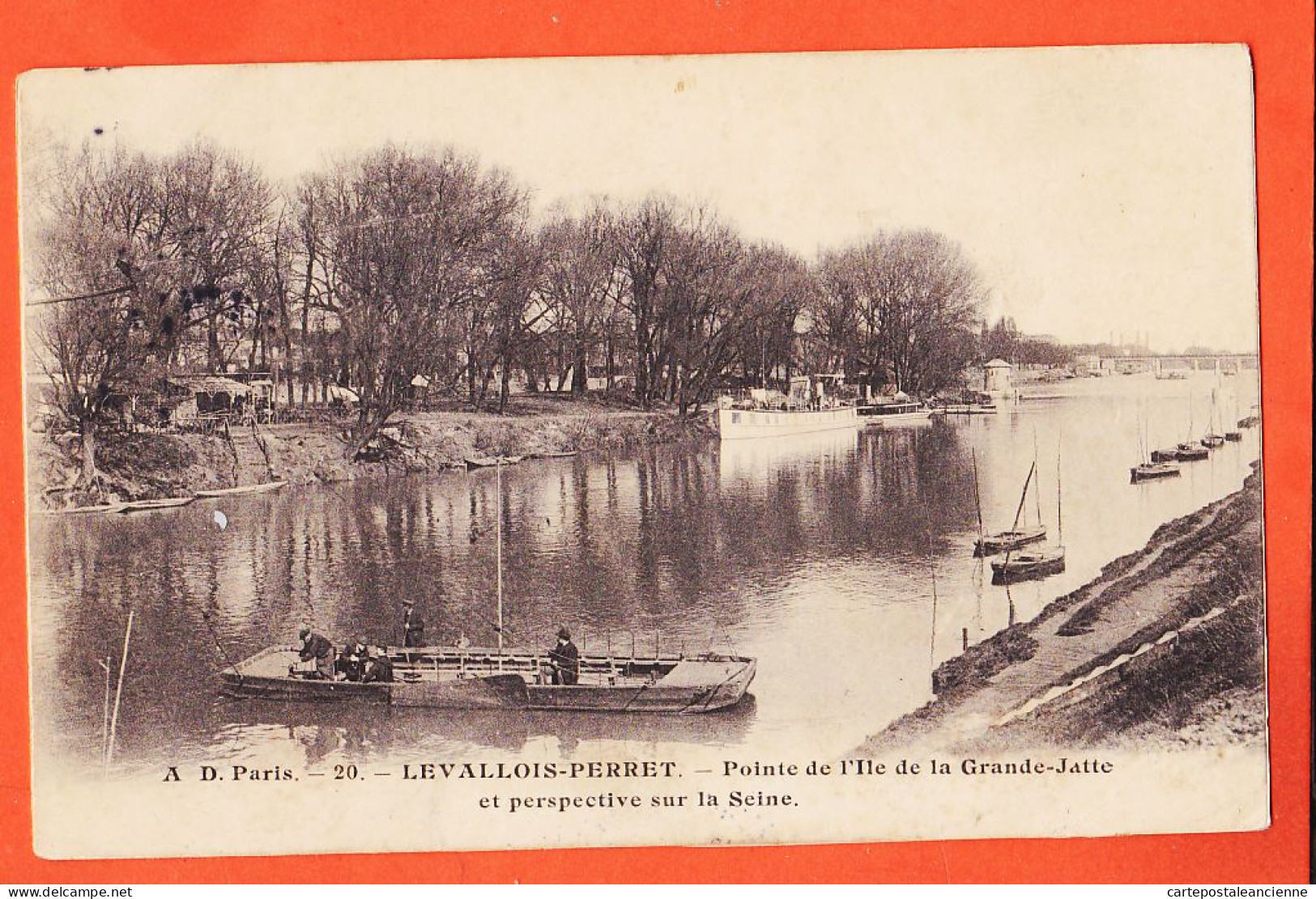 06055 / LEVALLOIS-PERRET (92) Pointe Ile GRANDE-JATTE Perspective 1905 à JOUANJEAN Propriétaire Plouha SEINE A-D 20 - Levallois Perret