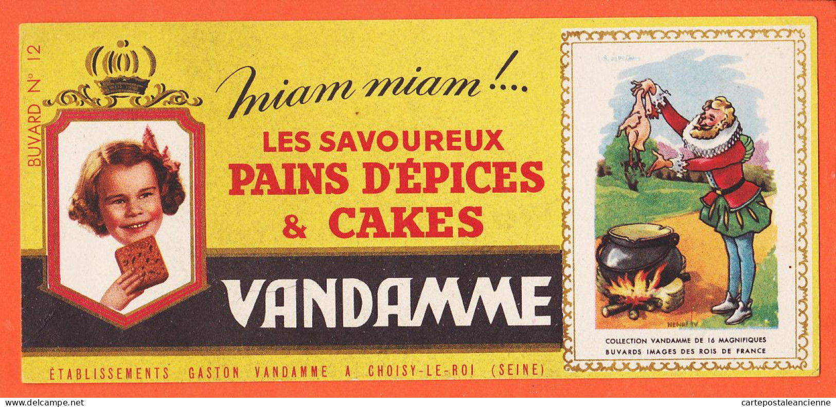 06185 / Pains Epices Cakes VANDAMME Miam ! Miam Etablissements Gaston Vandamme Choisy-Le-Roi Buvard-Blotter N° 12 - Honigkuchen-Lebkuchen
