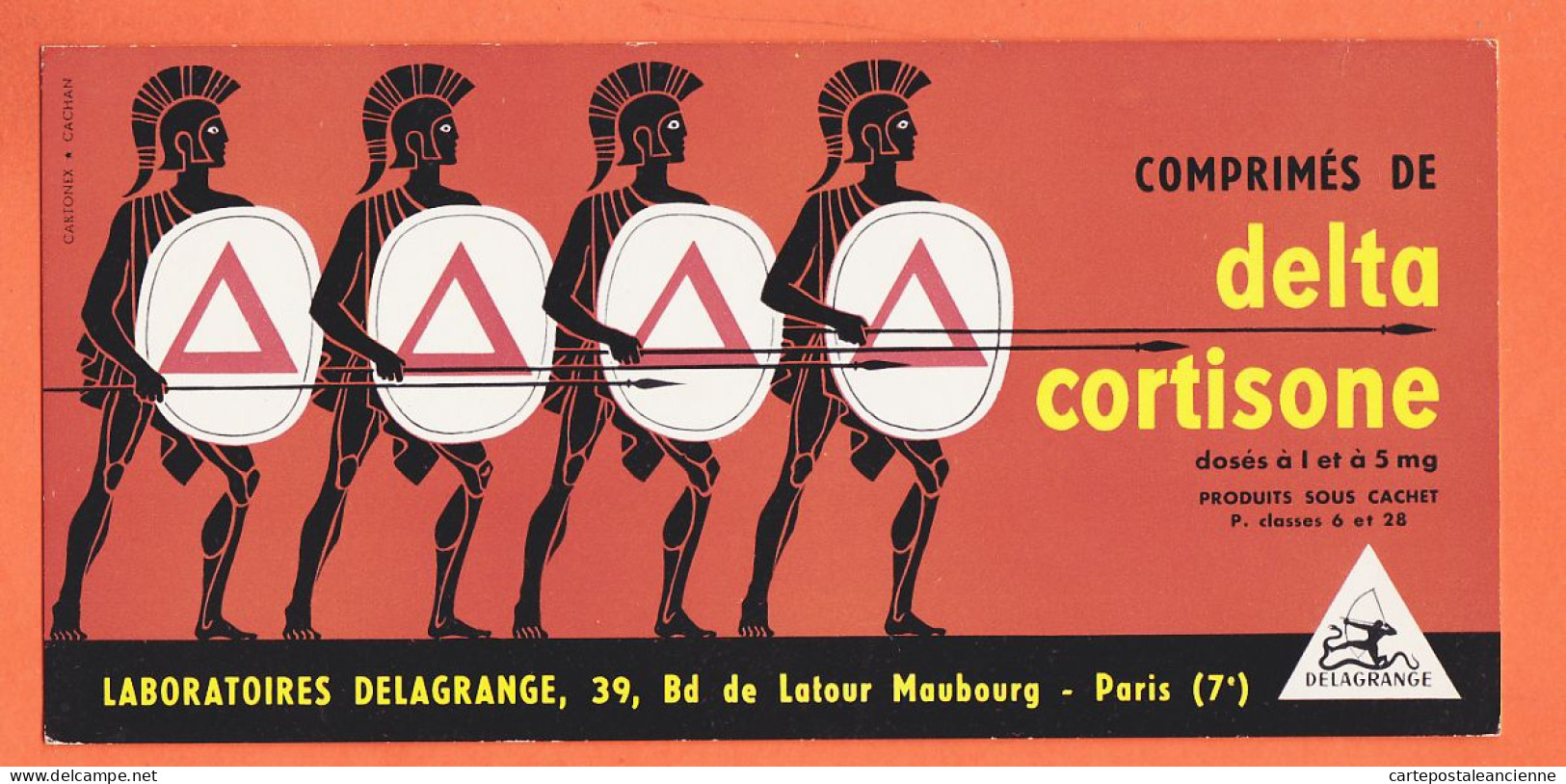 06149 / PARIS VII Laboratoire DELAGRANGE 39 Boulevard LATOUR MAUBOURG Comprimés DELTA CORTISONE Buvard-Blotter - Produits Pharmaceutiques