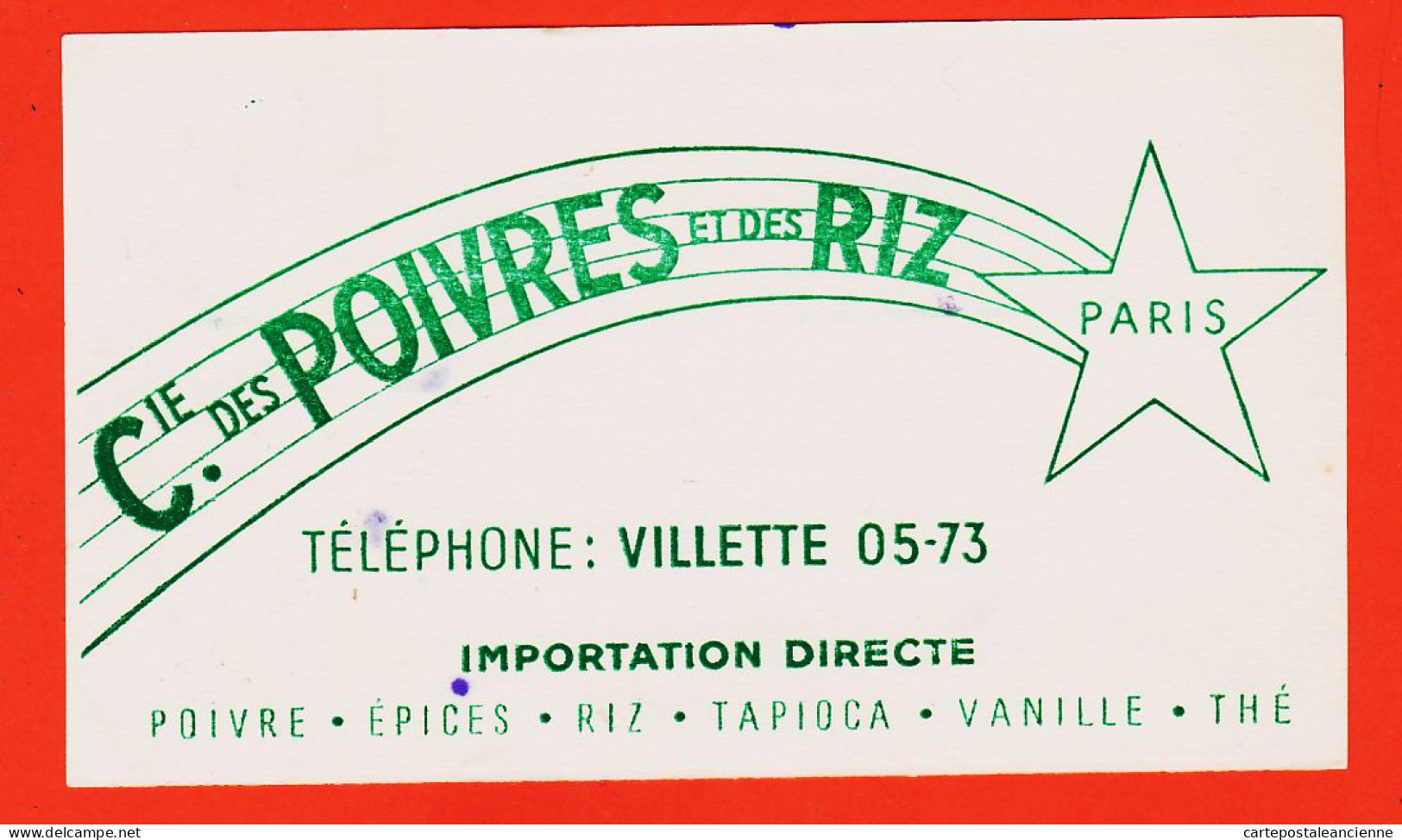 06169 / PARIS VILLETTE Cie Des POIVRES Et Des RIZ Importation Directe Poivre Epice Tapioca Vanille Thé Buvard-Blotter - Food