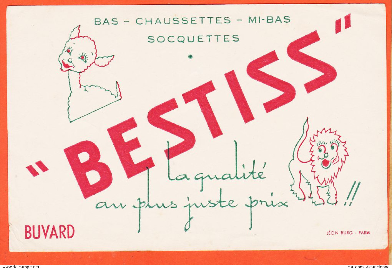 06202 / Buvard BESTISS Bas Chaussettes Mi-Bas Socquettes Qualité Au Plus Juste Prix Par LEON BURG Paris - Textile & Clothing