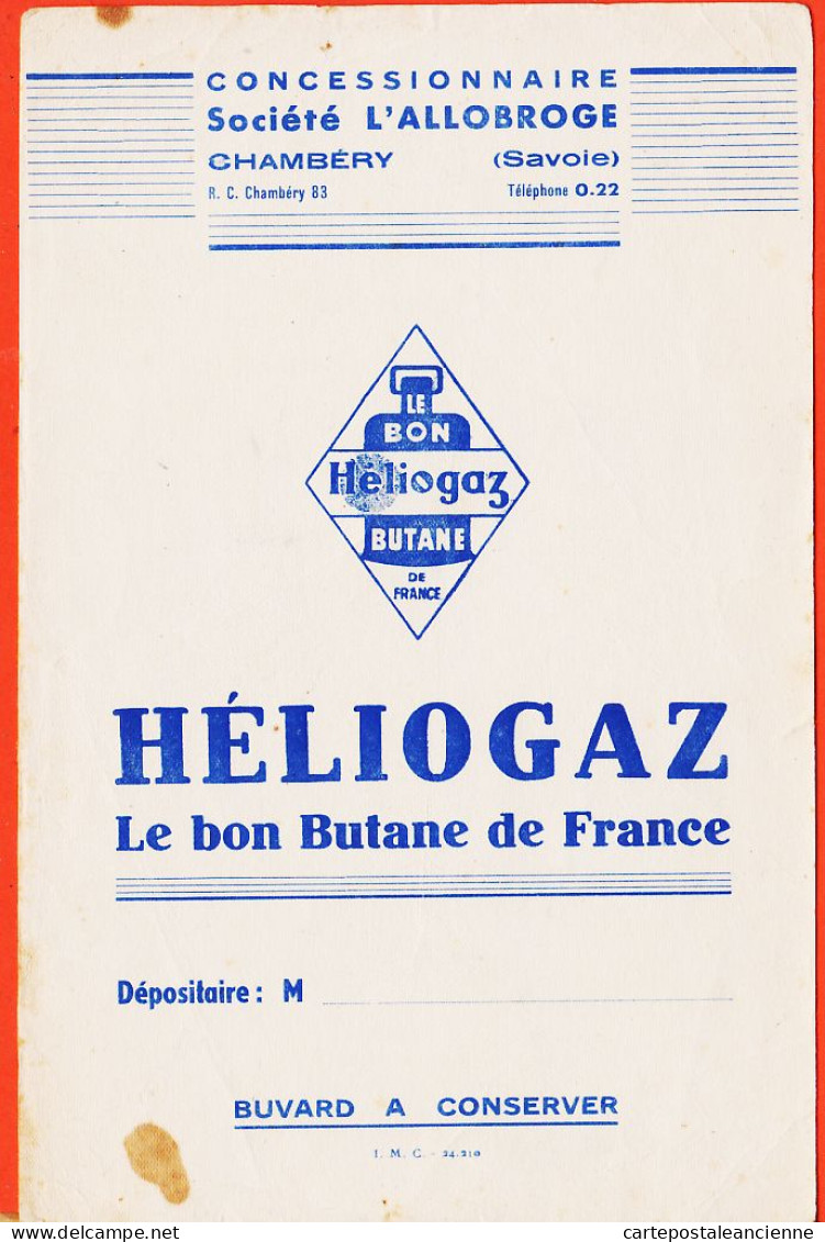 06244 / CHAMBERY 73-Savoie Concessionnaire Société L'ALLOBROGE Gaz HELIOGAZ Le Bon Butane De FRANCE Buvard - Elektriciteit En Gas