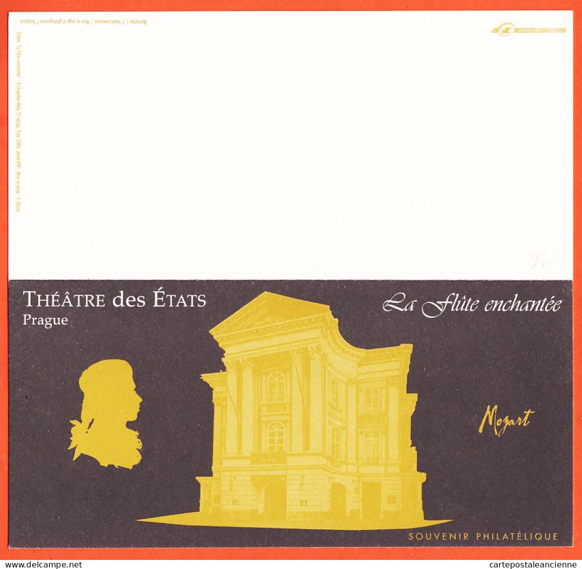 06353 / ⭐ ◉ PRAGUE Theatre ETATS Flute Enchantée MOZART Souvenir Philatélique LA POSTE-Sans Bloc Timbre-VERET-LEMARINIER - Tchéquie