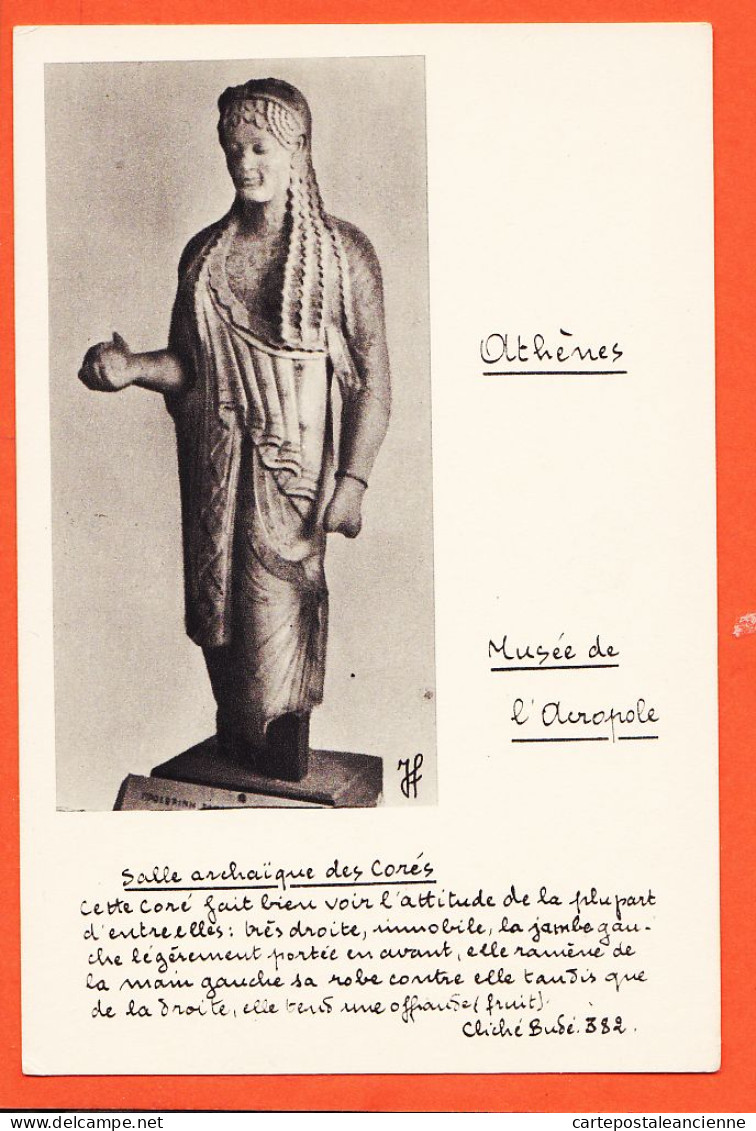 06458 / Cliché BUDE 380-ATHENES Musée ACROPOLE Salle Archaïque CORES Statue Primitive XOANISANTE 1950s-BELLES LETTRES - Grèce
