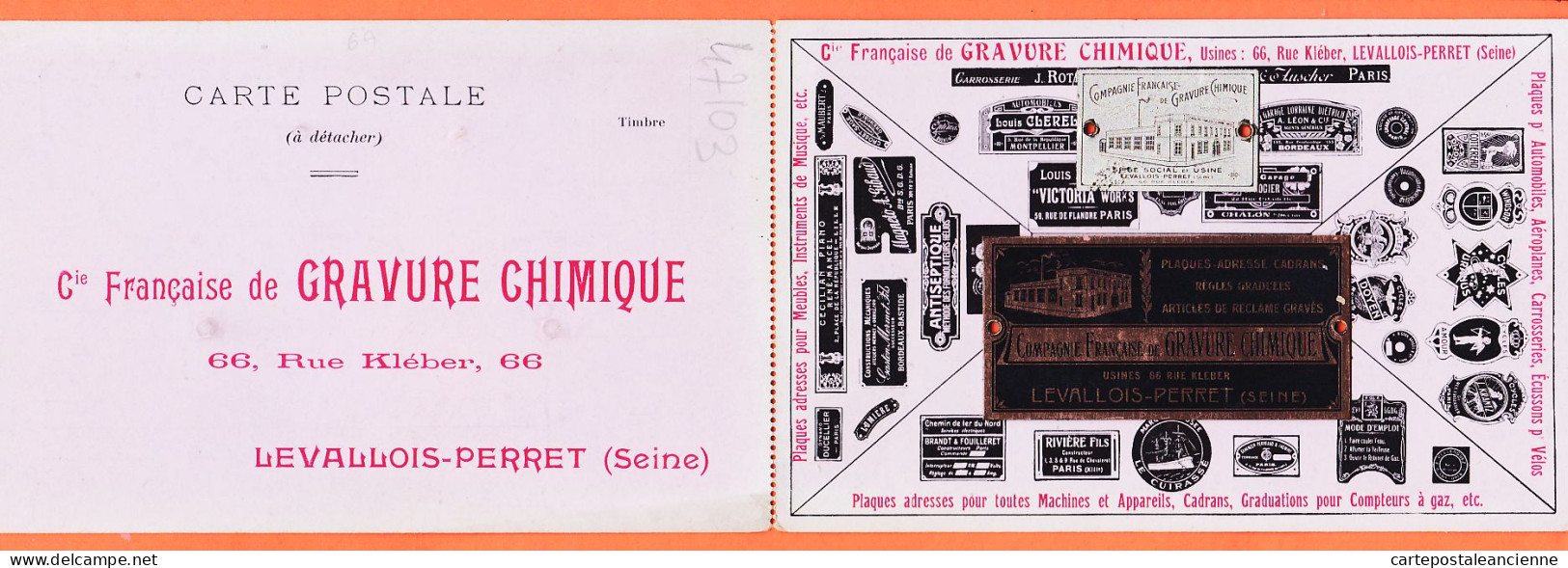 06056 / ♥️ (•◡•) ◉  LEVALLOIS-PERRET Cie Française GRAVURE CHIMIQUE Avec 2 Plaques Metalliques Gravées Rue KLEBER 1900s - Levallois Perret