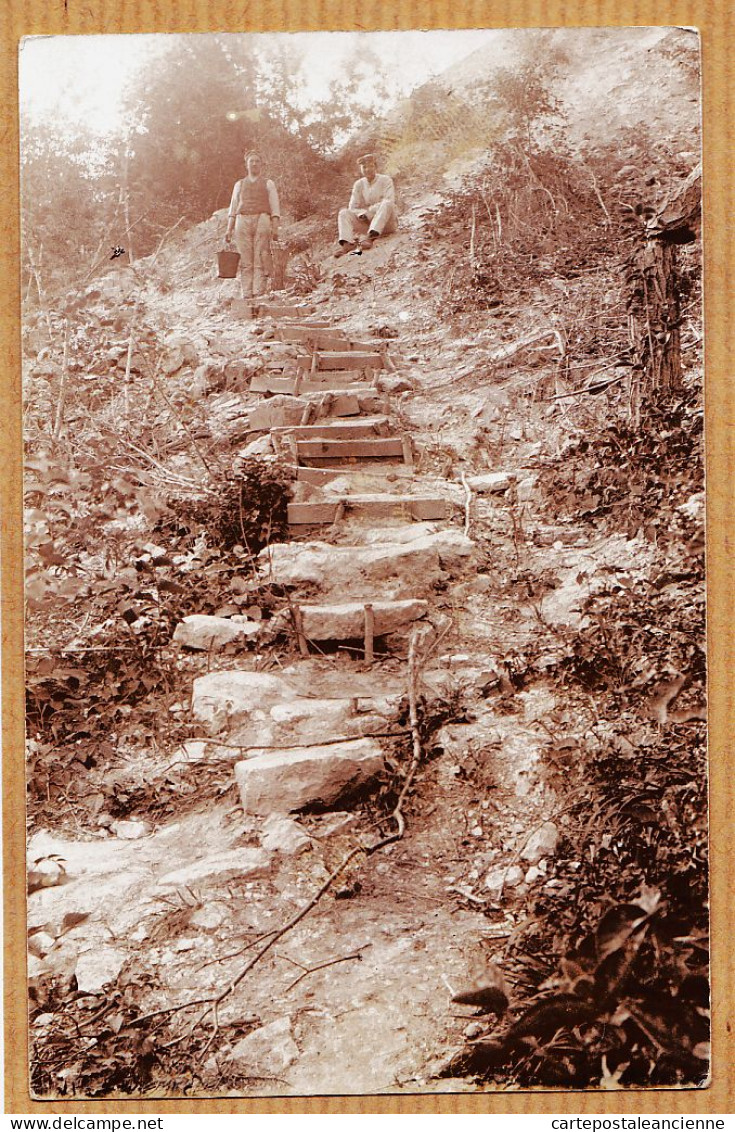 06318 / Métier Rural écrit Polonais Hongrois ? Pays Est Carte-Photo à Localiser 1900s Construction Escalier En Pierre - Other & Unclassified