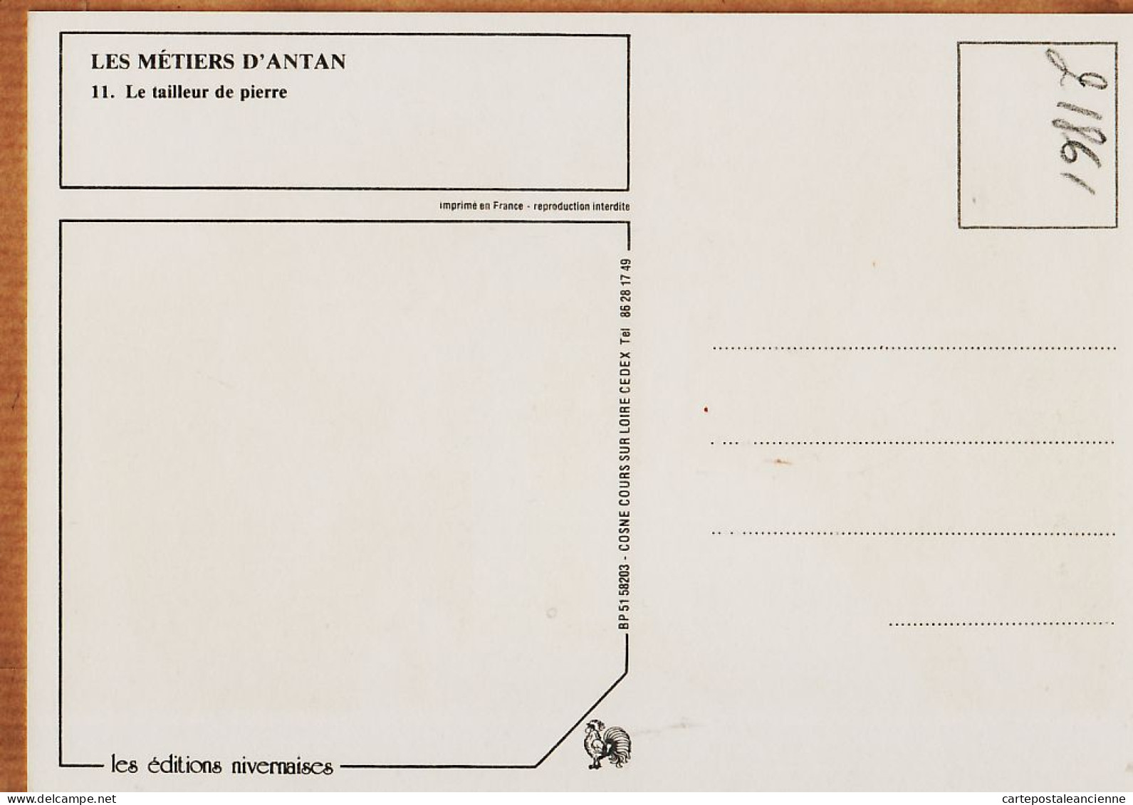06274 / Nievre Le TAILLEUR De PIERRE CPM 1980s  - METIERS ANTAN Ed. Nivernaises COSNE COURS Sur LOIRE N°31 - Artisanat
