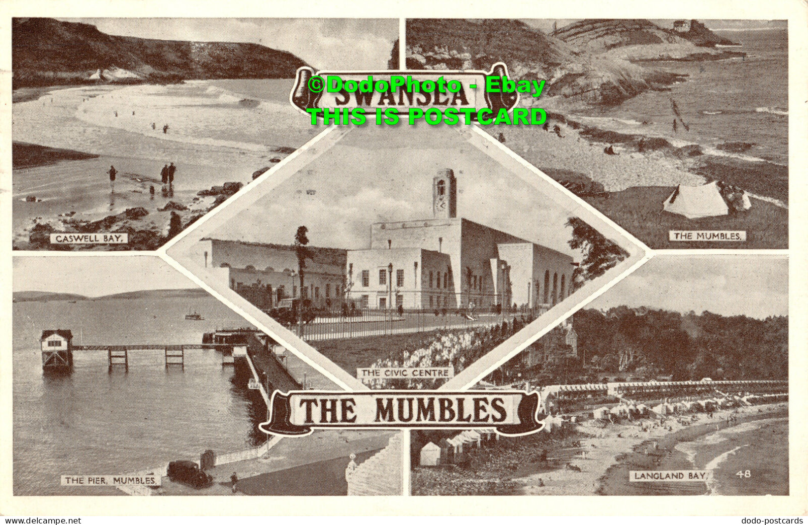 R454060 Swansea. The Mumbles. The Civic Centre. Langland Bay. Multi View. 1955 - Monde