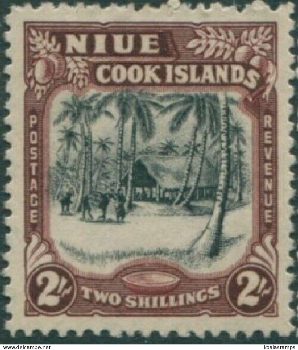Niue 1938 SG76 2/- Black And Red-brown Native Village MNH - Niue