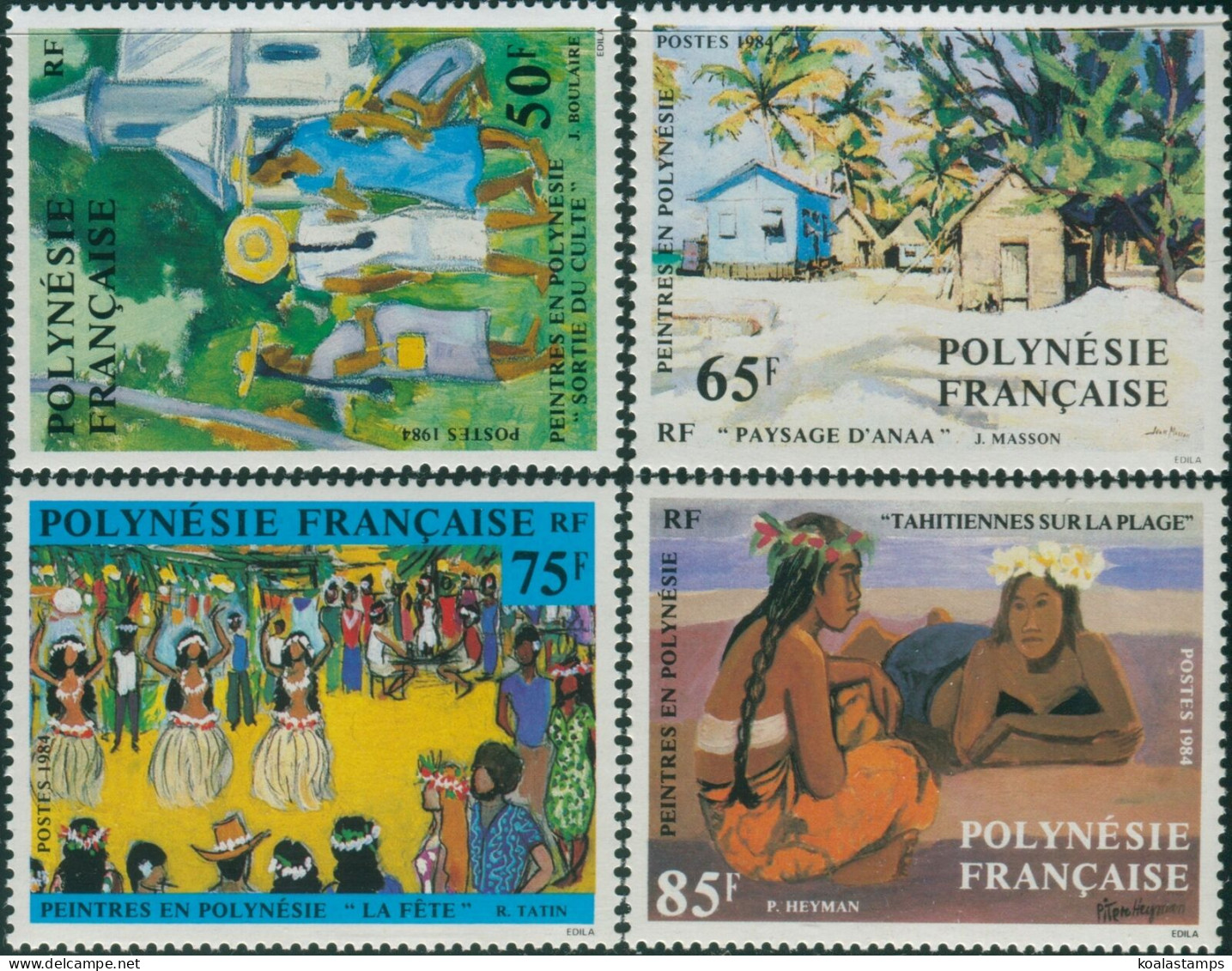 French Polynesia 1984 Sc#404-407,SG437-440 20th Century Paintings Set MNH - Other & Unclassified