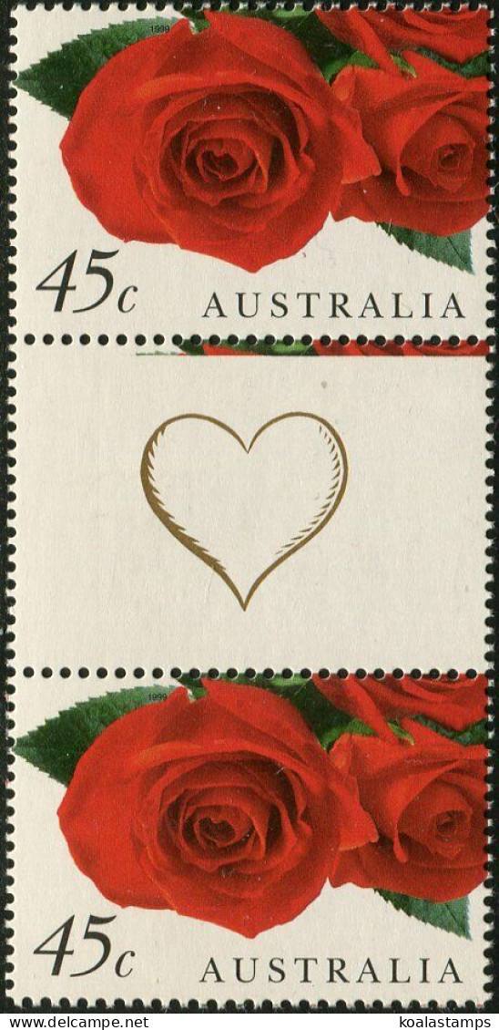 Australia 1999 SG1843 Roses Gutter Pair MNH - Sonstige & Ohne Zuordnung