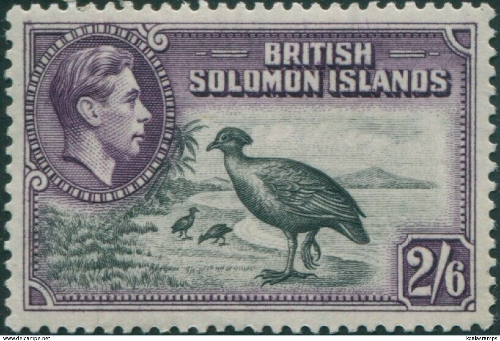 Solomon Islands 1939 SG70 2/6 Bismark Scrub Fowl Toned Back MLH - Solomon Islands (1978-...)