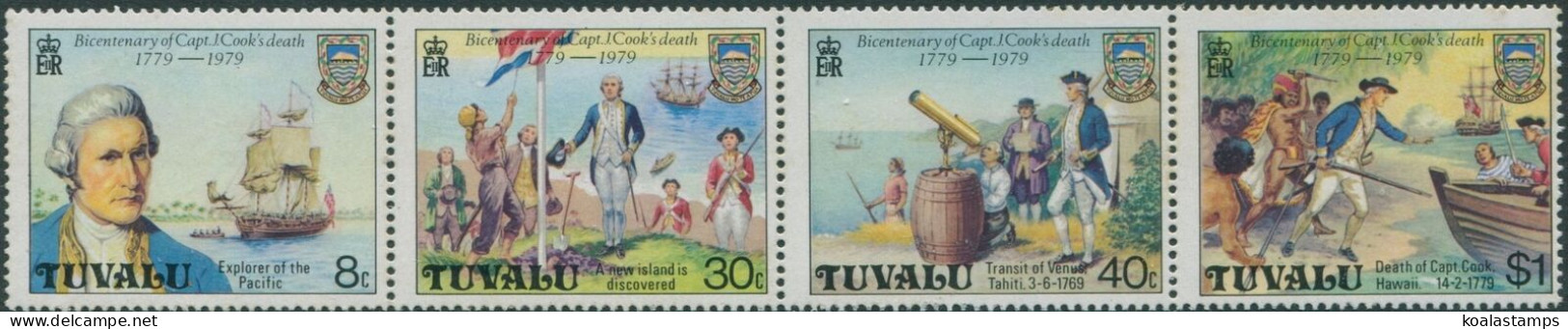 Tuvalu 1979 SG123a Captain Cook Strip MNH - Tuvalu (fr. Elliceinseln)