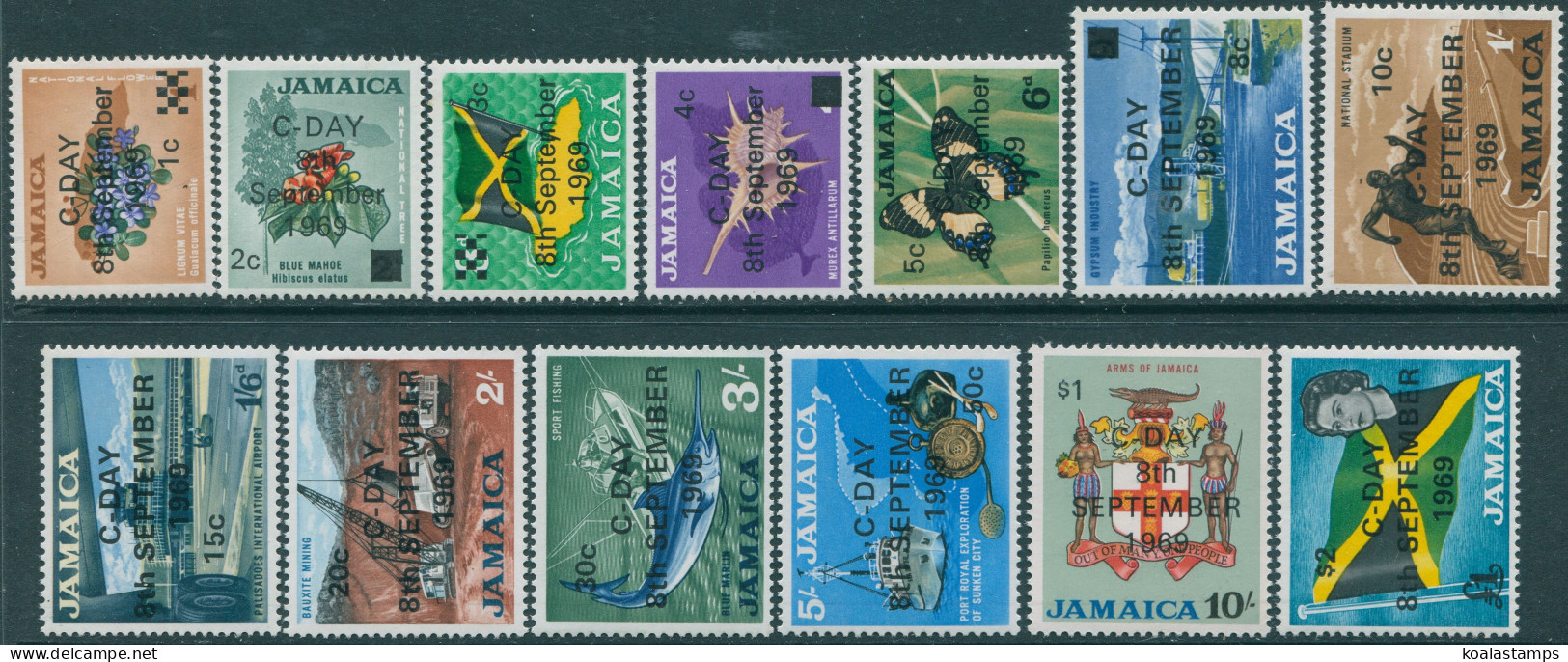 Jamaica 1969 SG280-286 Decimal Currency Surcharges Set MNH - Giamaica (1962-...)