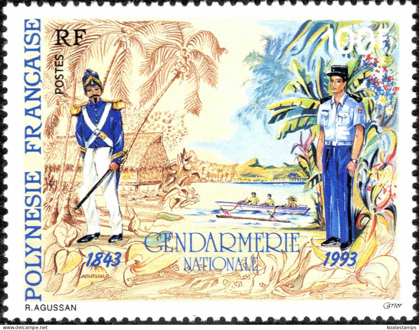 French Polynesia 1993 Sc#627,SG687 100f First Gendarme MNH - Autres & Non Classés