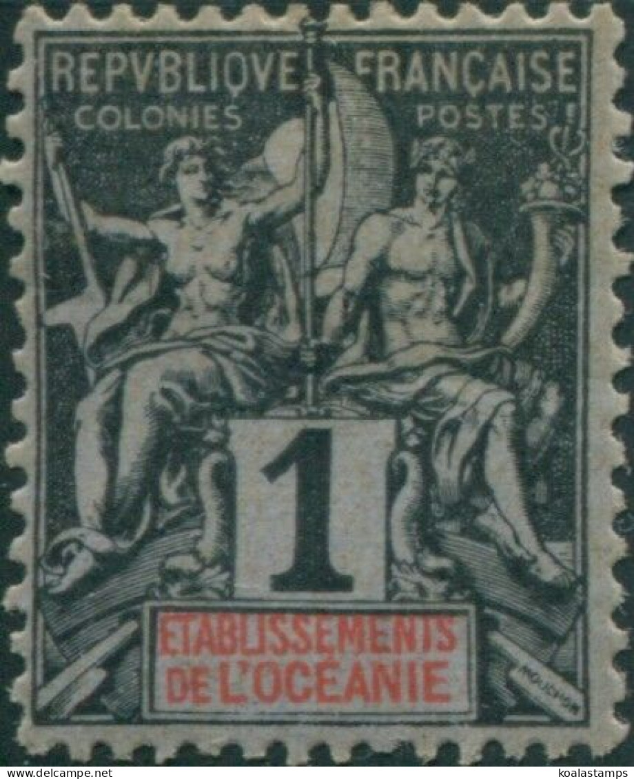 French Oceania 1892 SG1 1c And Red On Blue Navigation And Commerce MH - Sonstige & Ohne Zuordnung