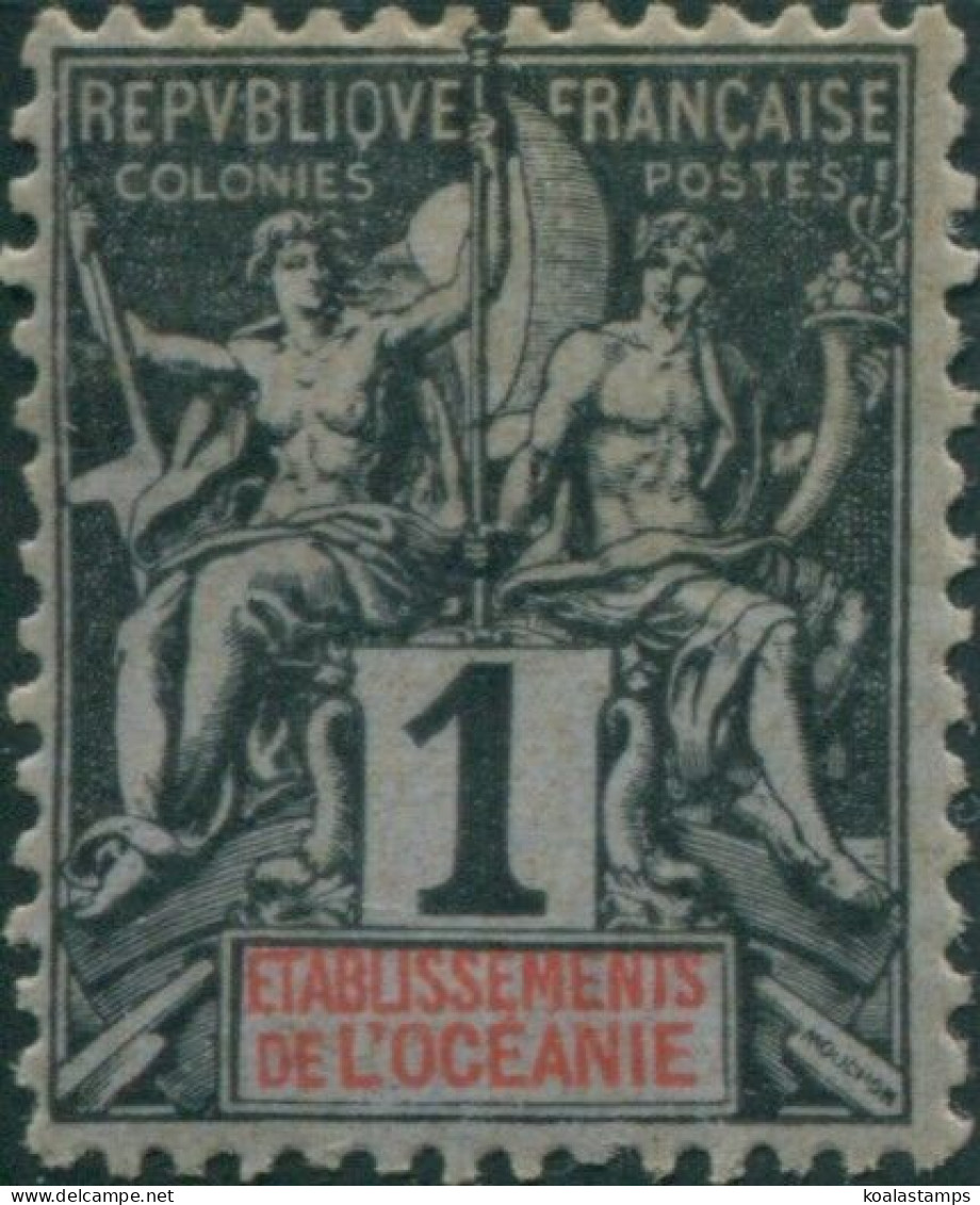 French Oceania 1892 SG1 1c And Red On Blue Navigation And Commerce MH - Autres & Non Classés