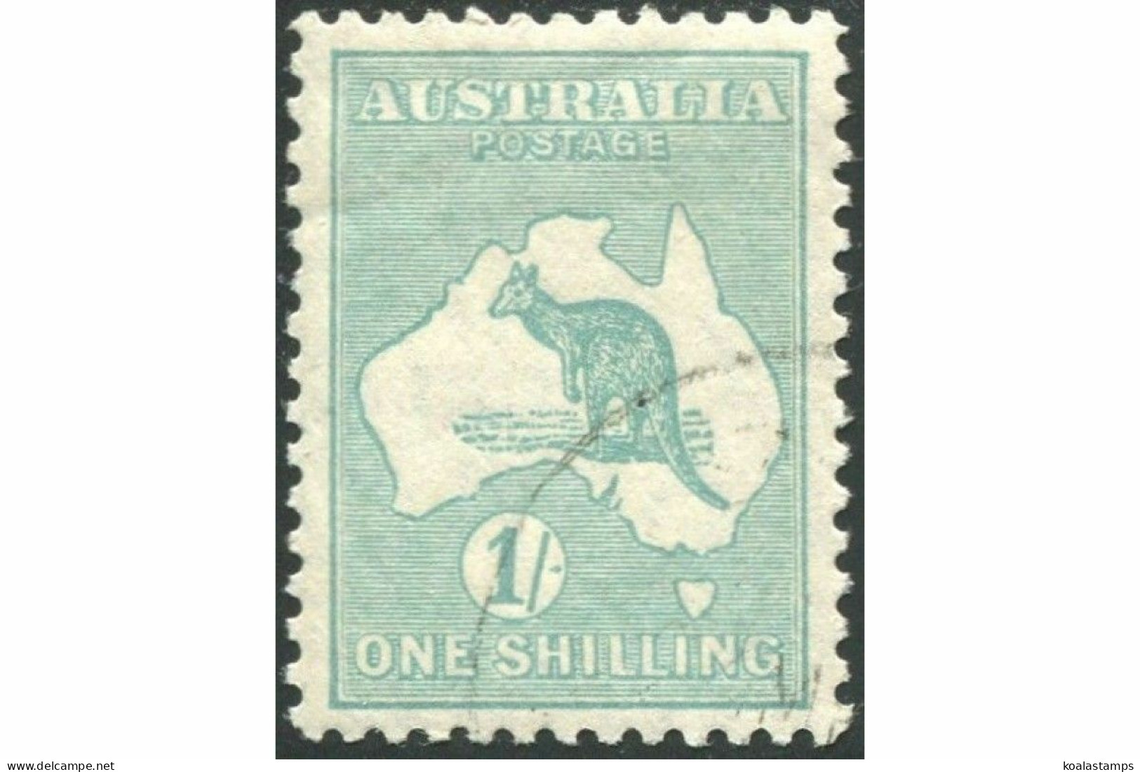Australia 1929 Sc#98,SG109 Kangaroo 1/- Blue-green SMW Full Gum CTO - Sonstige & Ohne Zuordnung
