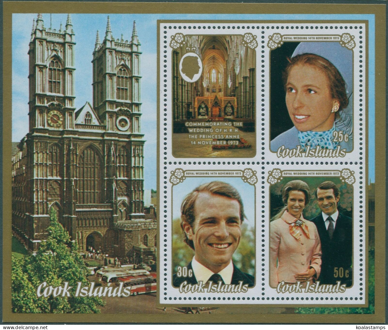 Cook Islands 1973 SG453 Princess Anne Wedding MS MNH - Cook