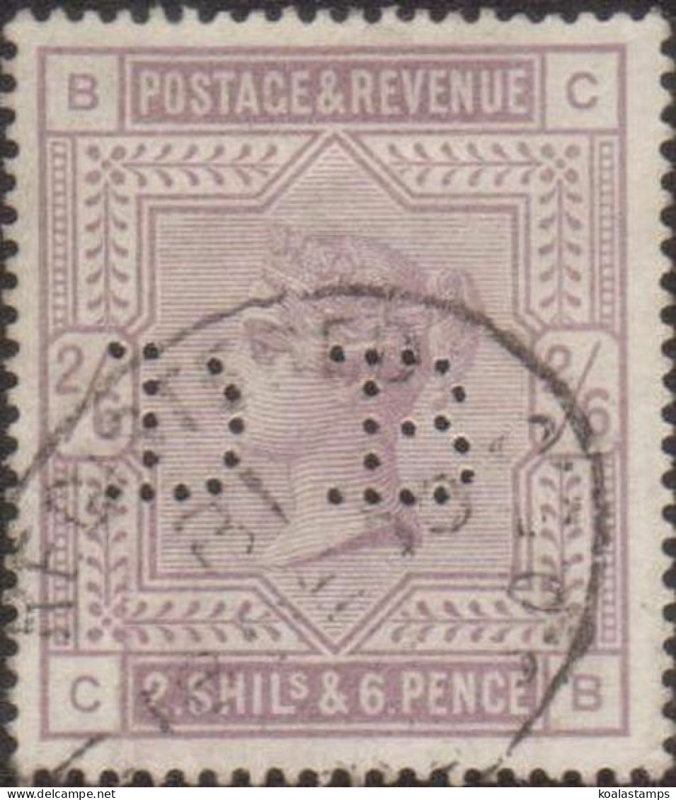 Great Britain 1883 SG178 2/6d Lilac Queen Victoria With DB Perfin FU - Andere & Zonder Classificatie