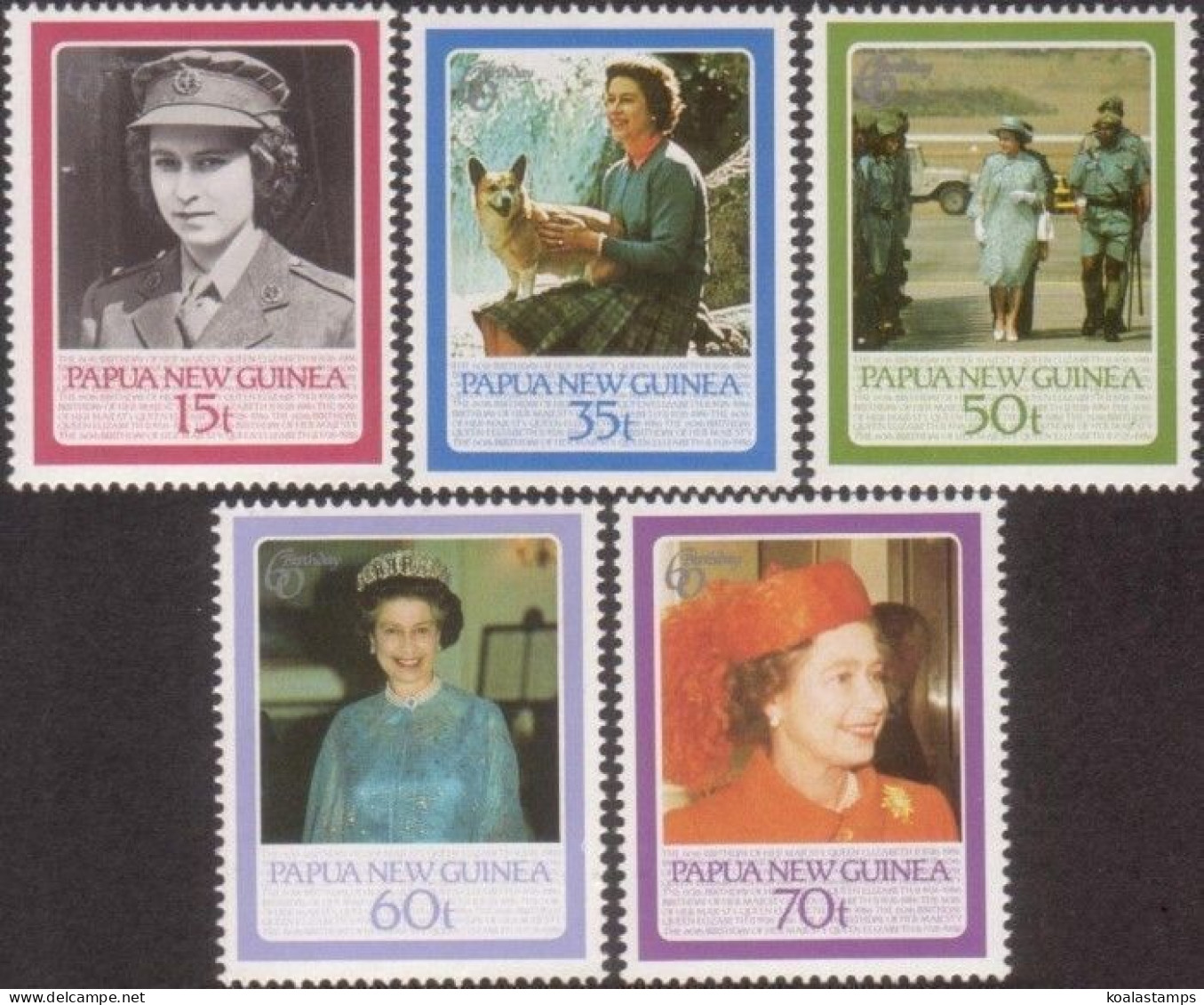 Papua New Guinea 1986 SG520-524 60th Birthday Of QEII Set MNH - Papua New Guinea