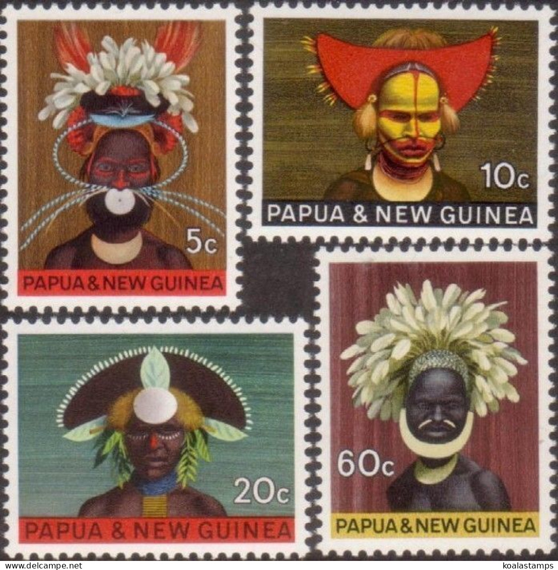 Papua New Guinea 1968 SG125-128 Head-dresses Set MNH - Papoea-Nieuw-Guinea