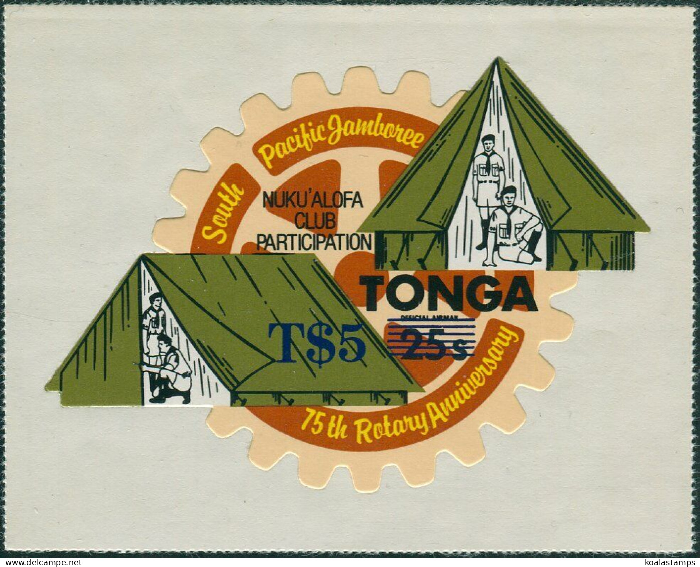 Tonga 1982 SG773a 5p On 25s Scout Jamboree And Rotary MNH - Tonga (1970-...)