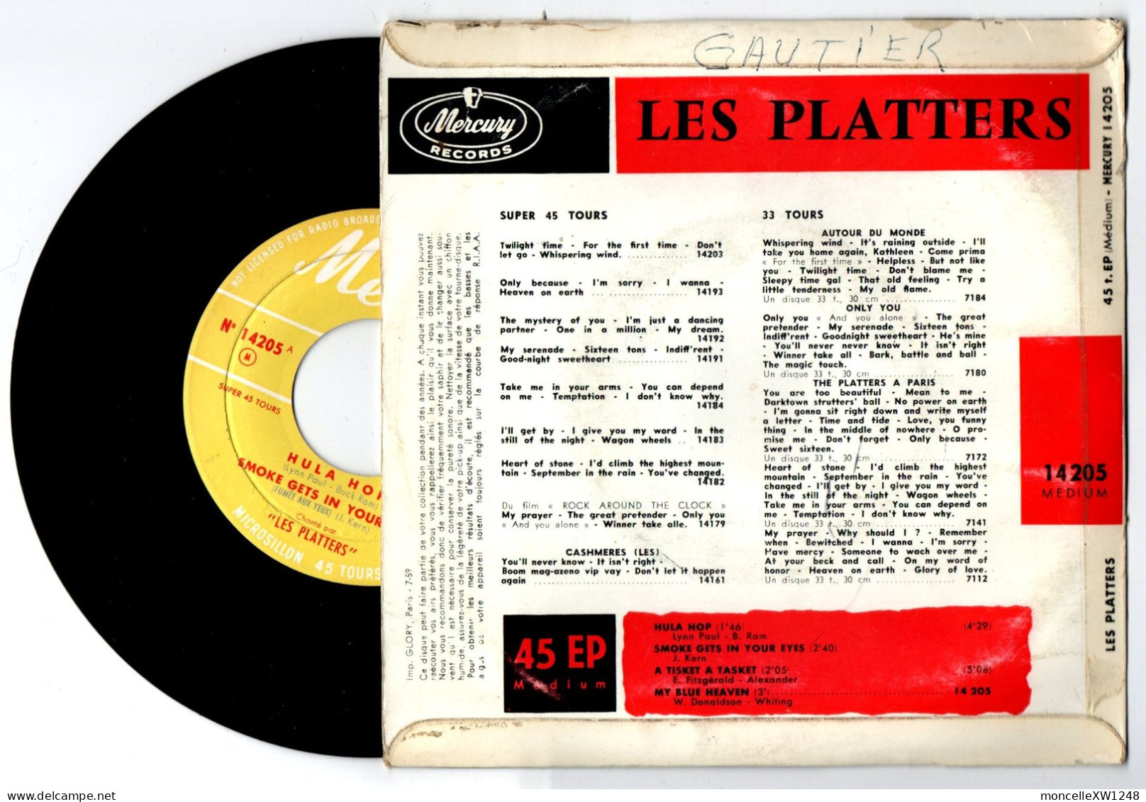 Les Platters - 45 T EP Hula Hop (1959) - 45 Rpm - Maxi-Single