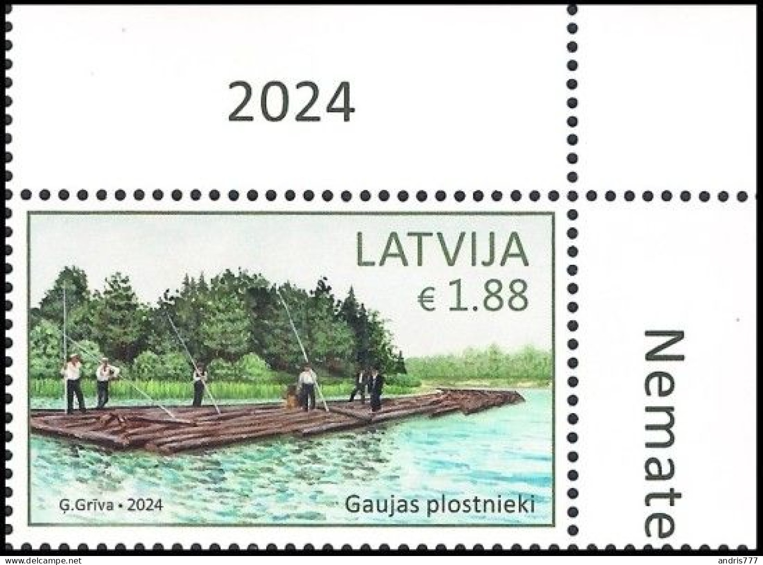 Latvia Lettland Lettonie 2024 (06) Cultural Heritage - Rafters Of Gauja (corner Stamp) - Latvia