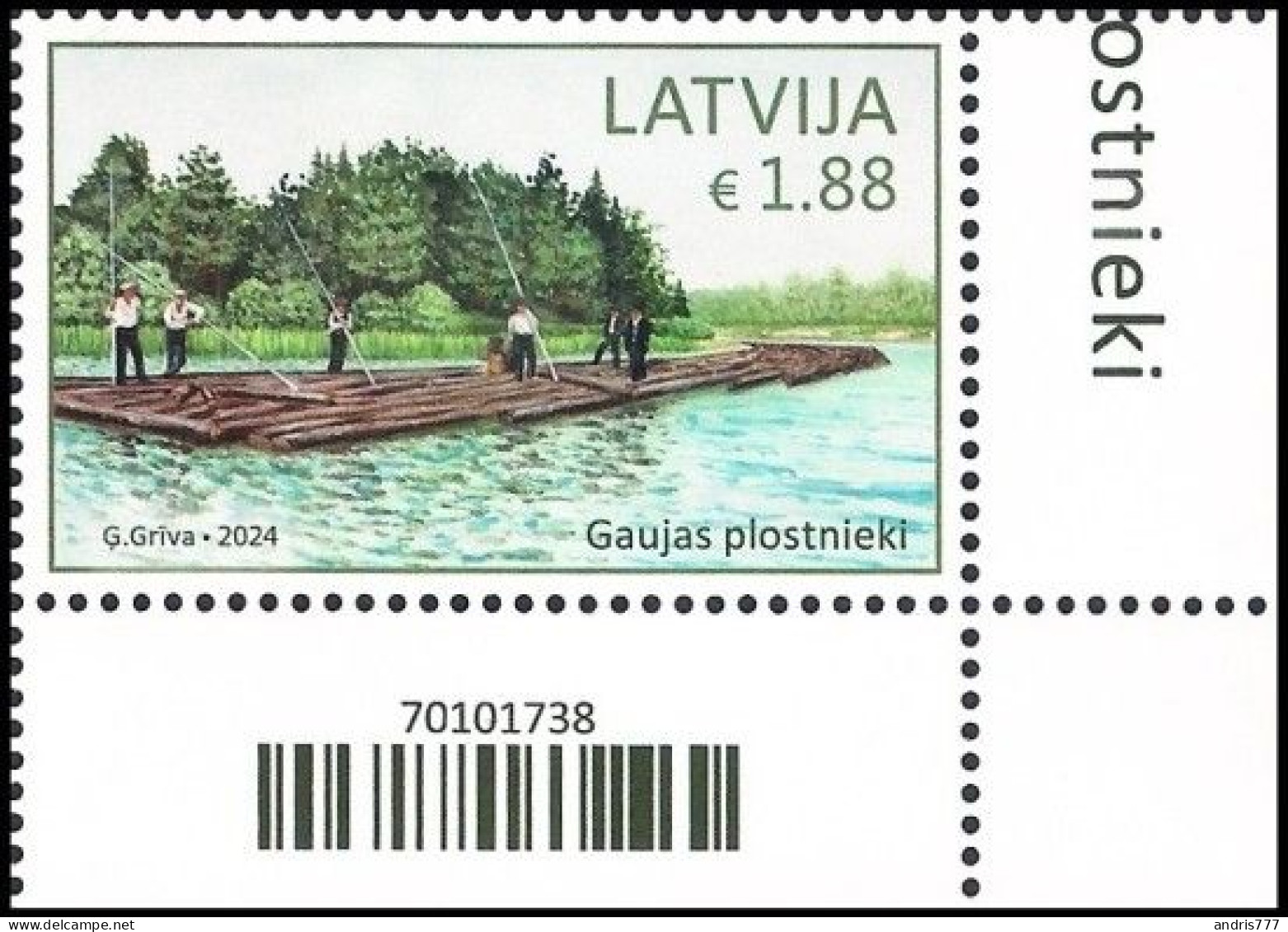 Latvia Lettland Lettonie 2024 (06) Cultural Heritage - Rafters Of Gauja (corner Stamp) - Lettonia
