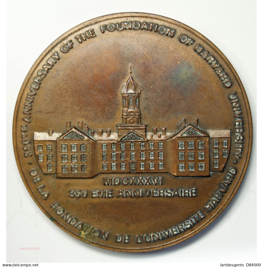 Médaille 350° Anniversaire HARVARD, Lartdesgents.fr - Royaux / De Noblesse