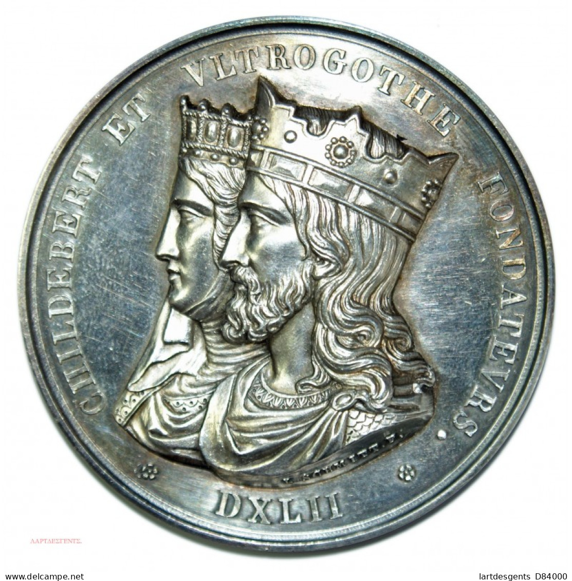 Médaille  CHILDEBERT & VLTOGOTHE,HÔPITAUX DE LYON Par L.SCHMITT.F Argent 87grs - Royaux / De Noblesse