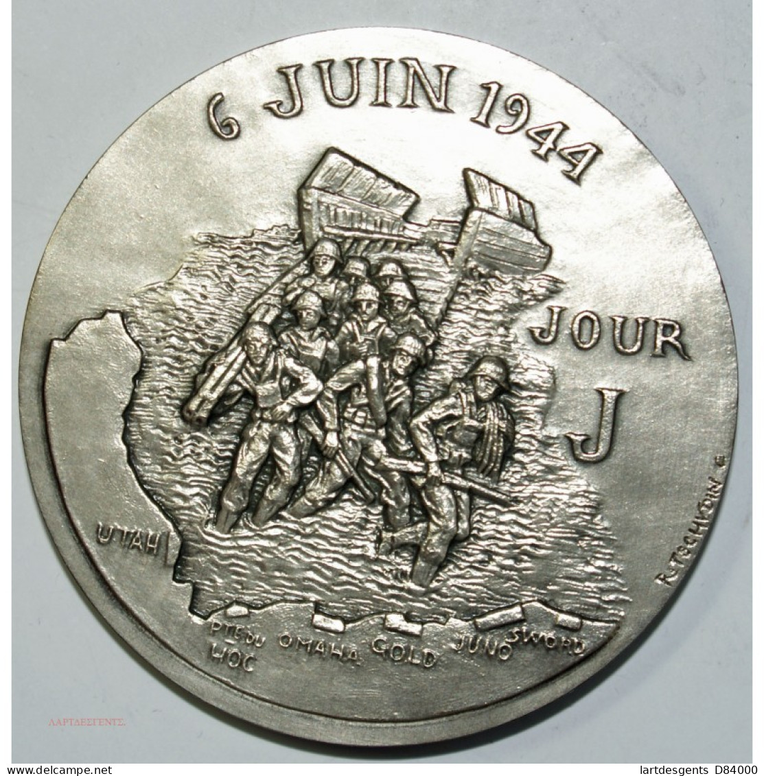 Médaille Argent 40° Anniv. Du Débarquement 1944-1984 Par R.TSCHVDIN - Royaux / De Noblesse