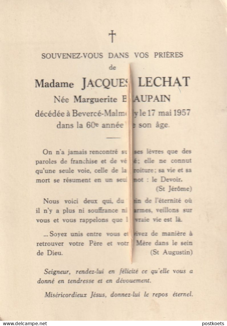 Bevercé-Malmedy, Marguerite Beaupain, Lechat - Images Religieuses