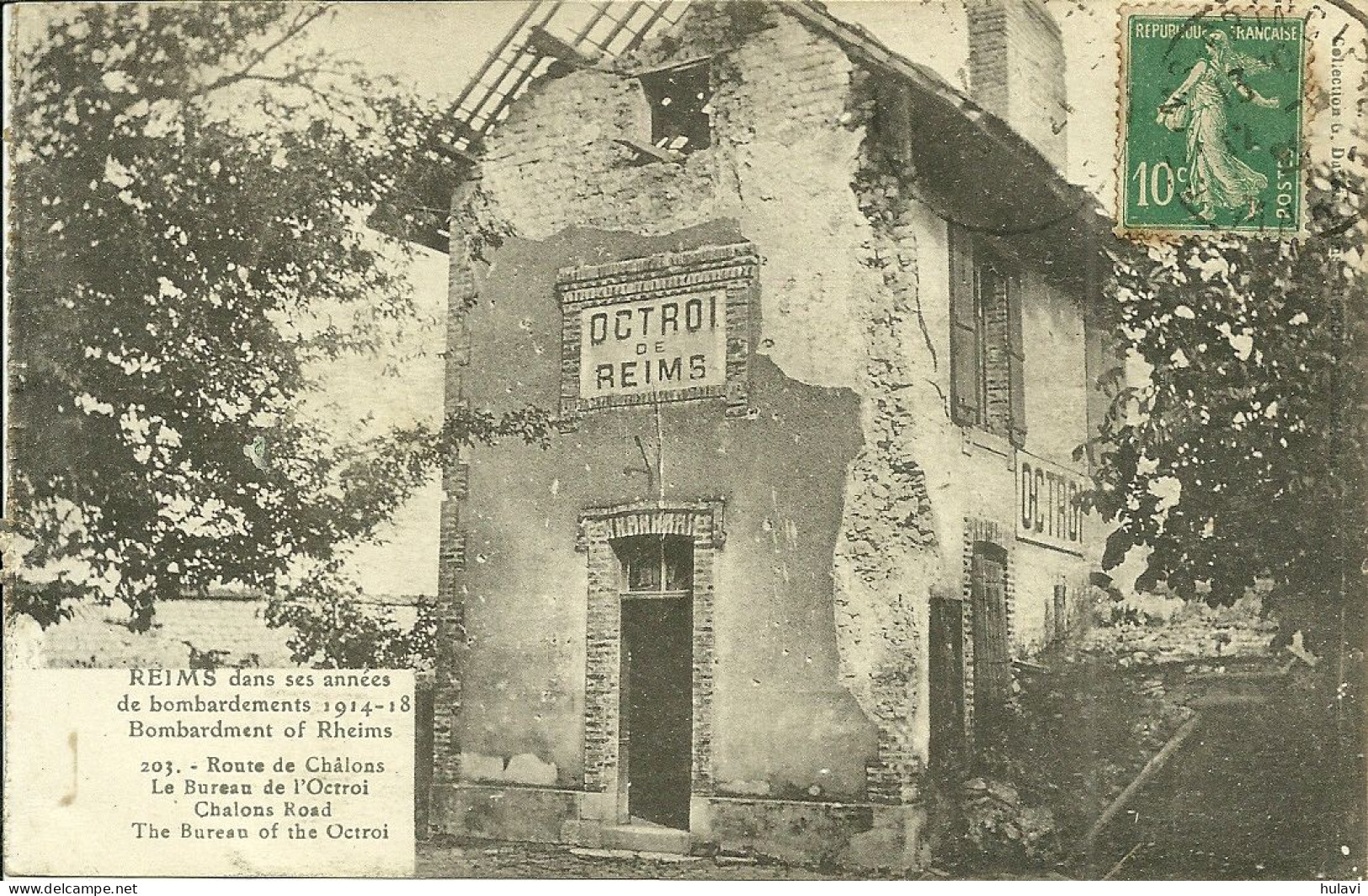 51  REIMS BOMBARDE - ROUTE DE CHALONS LE BUREAU DE L' OCTROI (ref 8524) - Reims