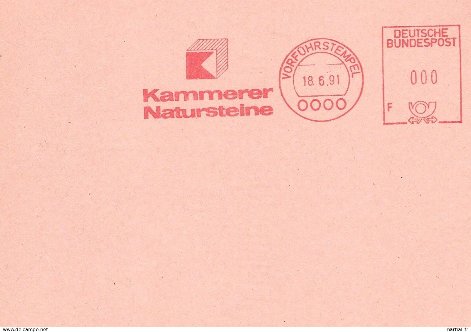 EMA ALLEMAGNE DEUTSCHLAND BUND GERMANY VORFUHRSTEMPEL SPECIMEN PIERRE STEINE STONE NATURELLE NATURSTEINE KAMMERER - Autres & Non Classés