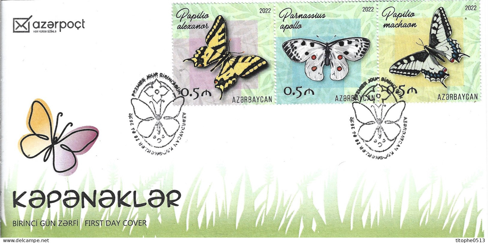 AZERBAIDJAN. Timbres De 2022 Sur Enveloppe 1er Jour. Papillons. - Schmetterlinge