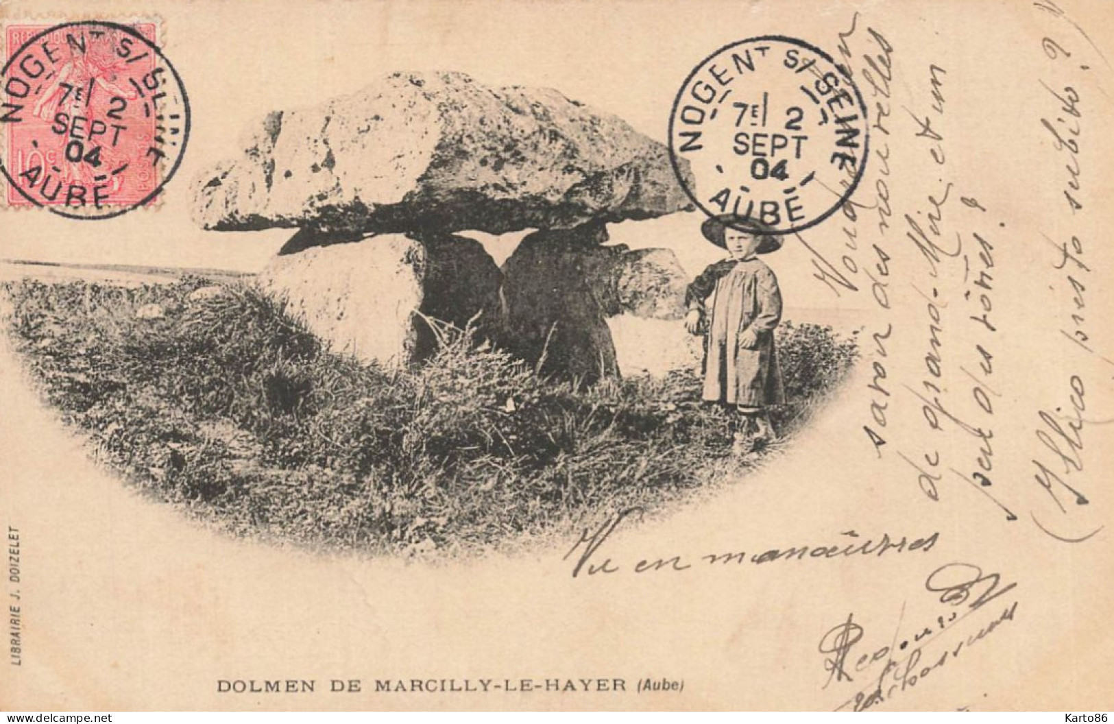 Marcilly Le Hayer  * 1904 * Le Dolmen * Pierre Monolith Mégalithe Menhir * Enfant Villageois - Sonstige & Ohne Zuordnung