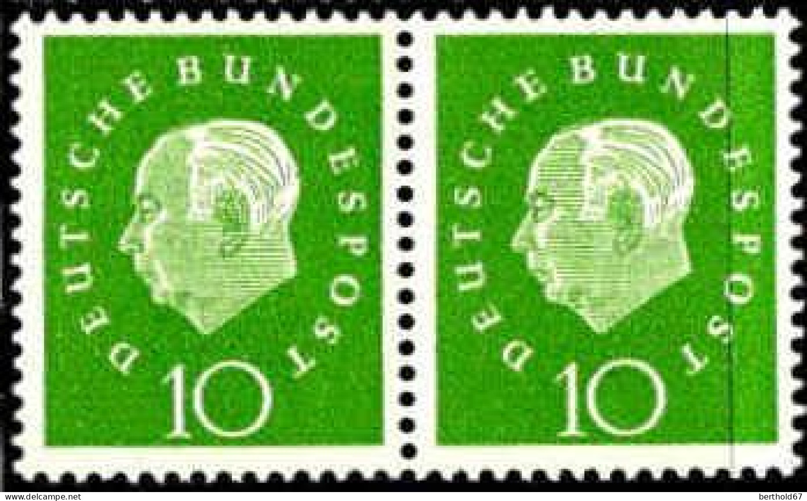 RFA Poste N** Yv: 174 Mi:303 Theodor Heuss Deutscher Bundespräsident Paire - Unused Stamps