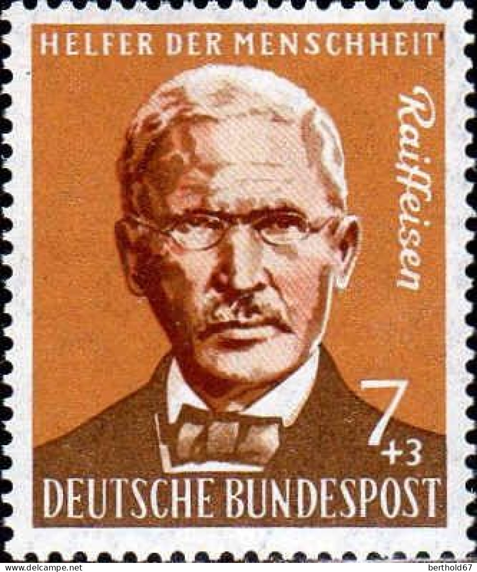 RFA Poste N** Yv: 168 Mi:297 Friedrich Wilhelm Raiffeisen - Unused Stamps