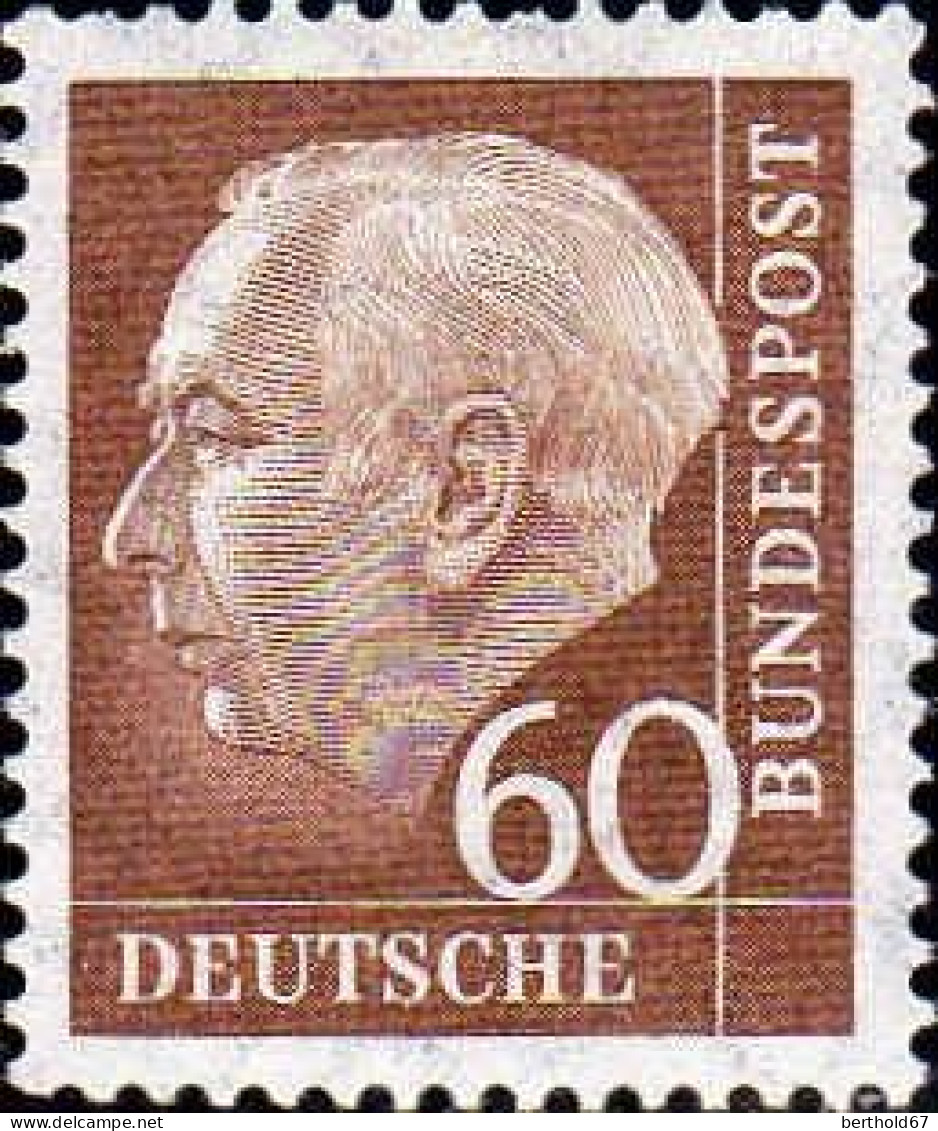 RFA Poste N** Yv: 127A Mi:262x Theodor Heuss 18x22 (Dent(s) 1 Peu Courte) Voir Scan - Unused Stamps
