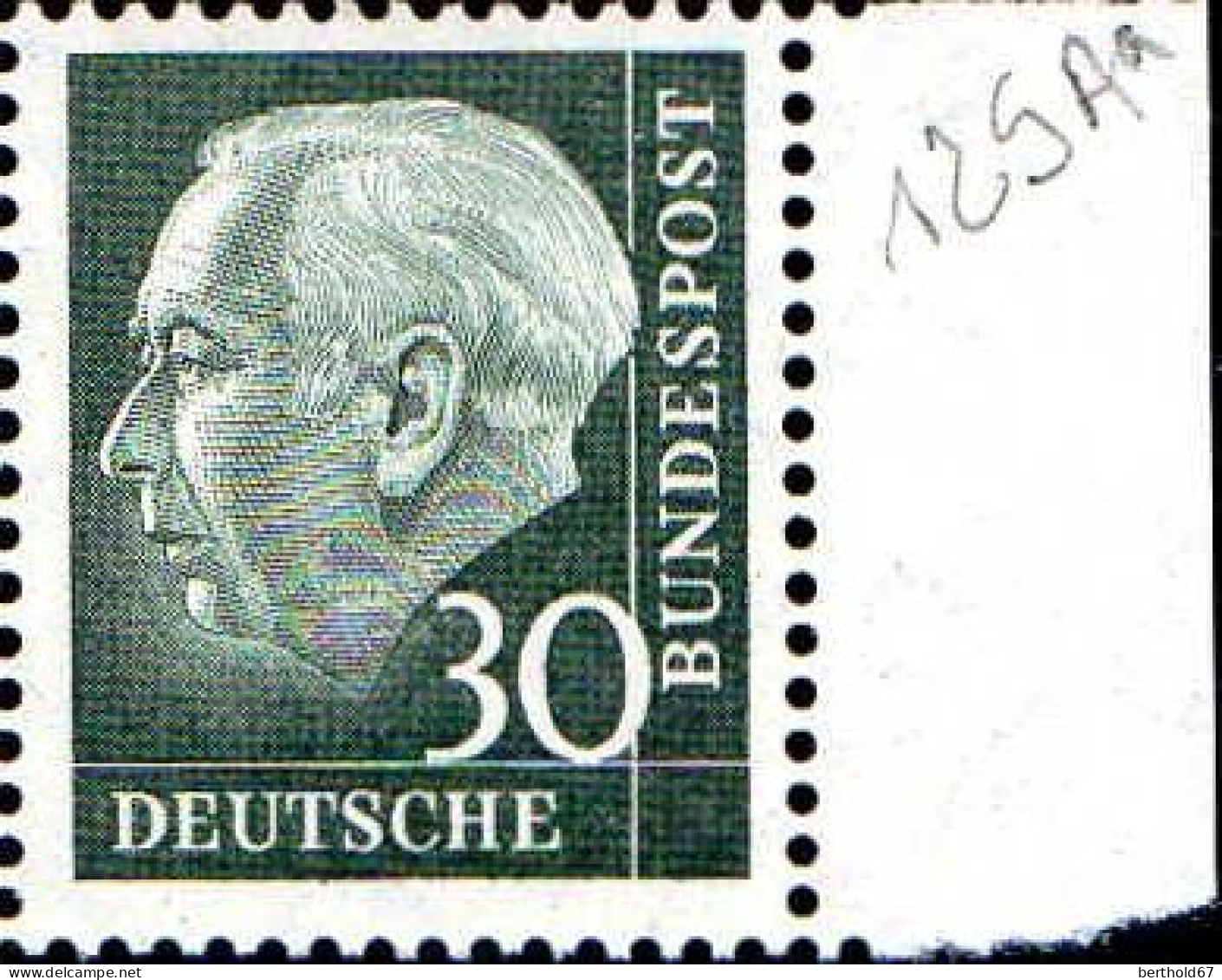 RFA Poste N** Yv: 125Aa Theodor Heuss Deutscher Bundespräsident 18x22 (Bord De Feuille) - Unused Stamps
