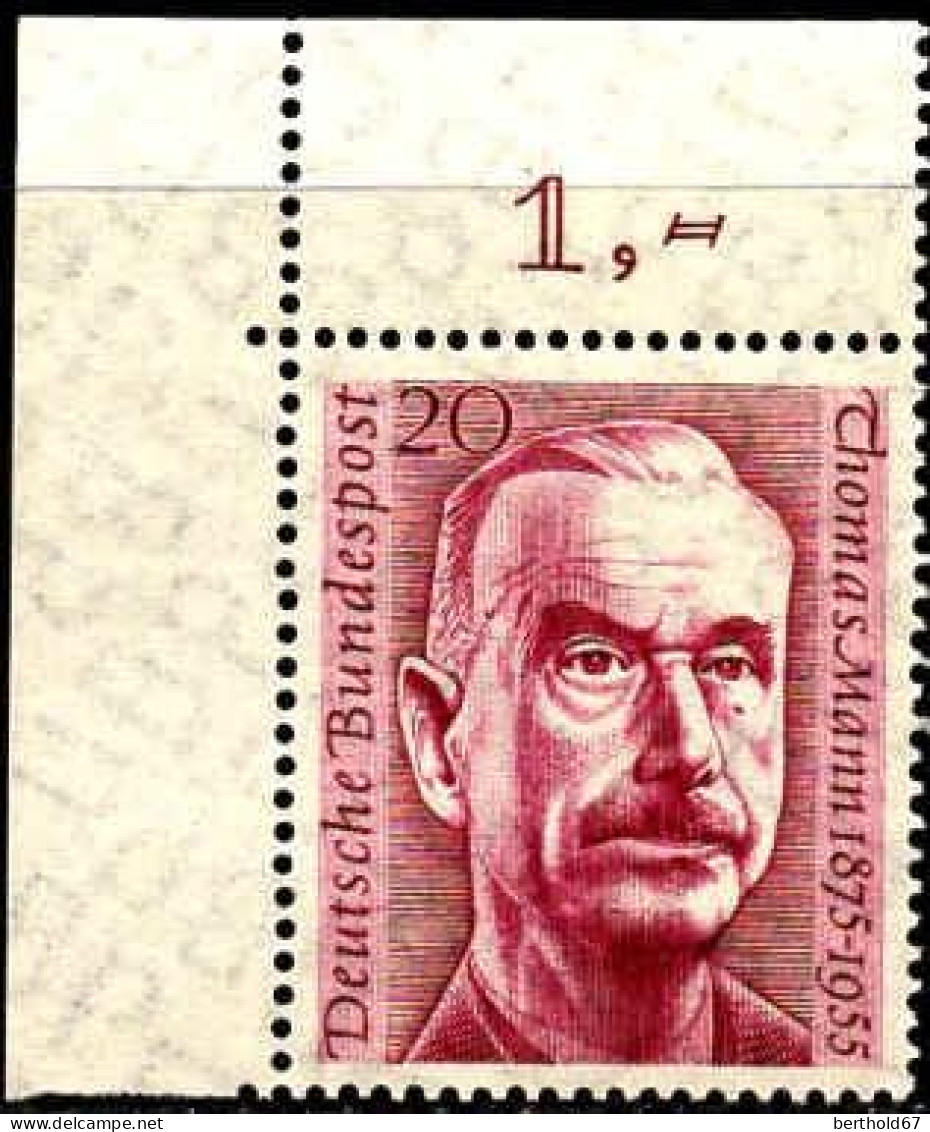 RFA Poste N** Yv: 113 Mi:237 Thomas Mann Ecrivain Coin De Feuille - Ungebraucht